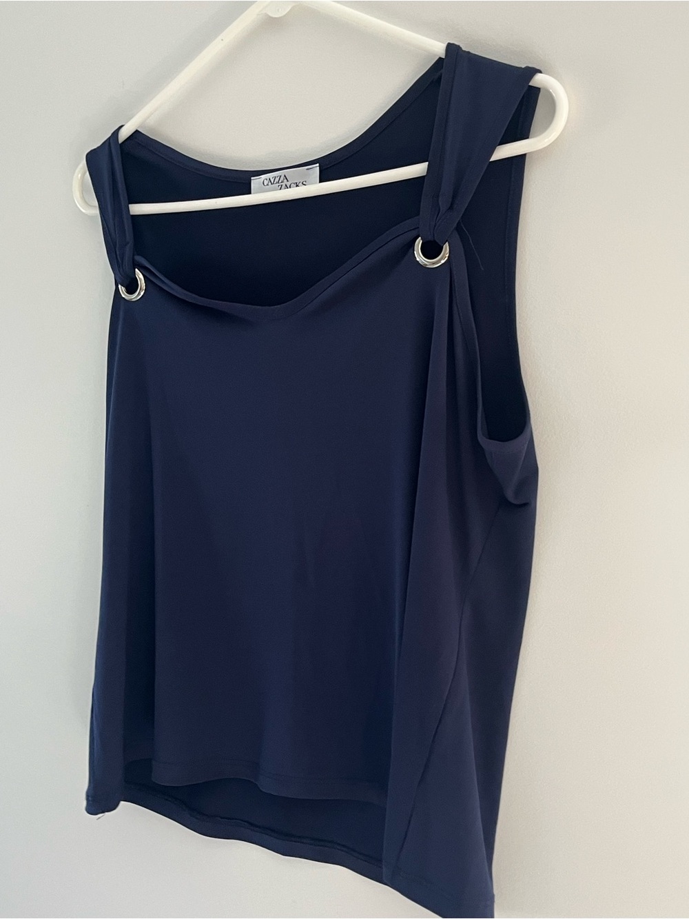 Navy Sleeveless Grommet-Detail Top